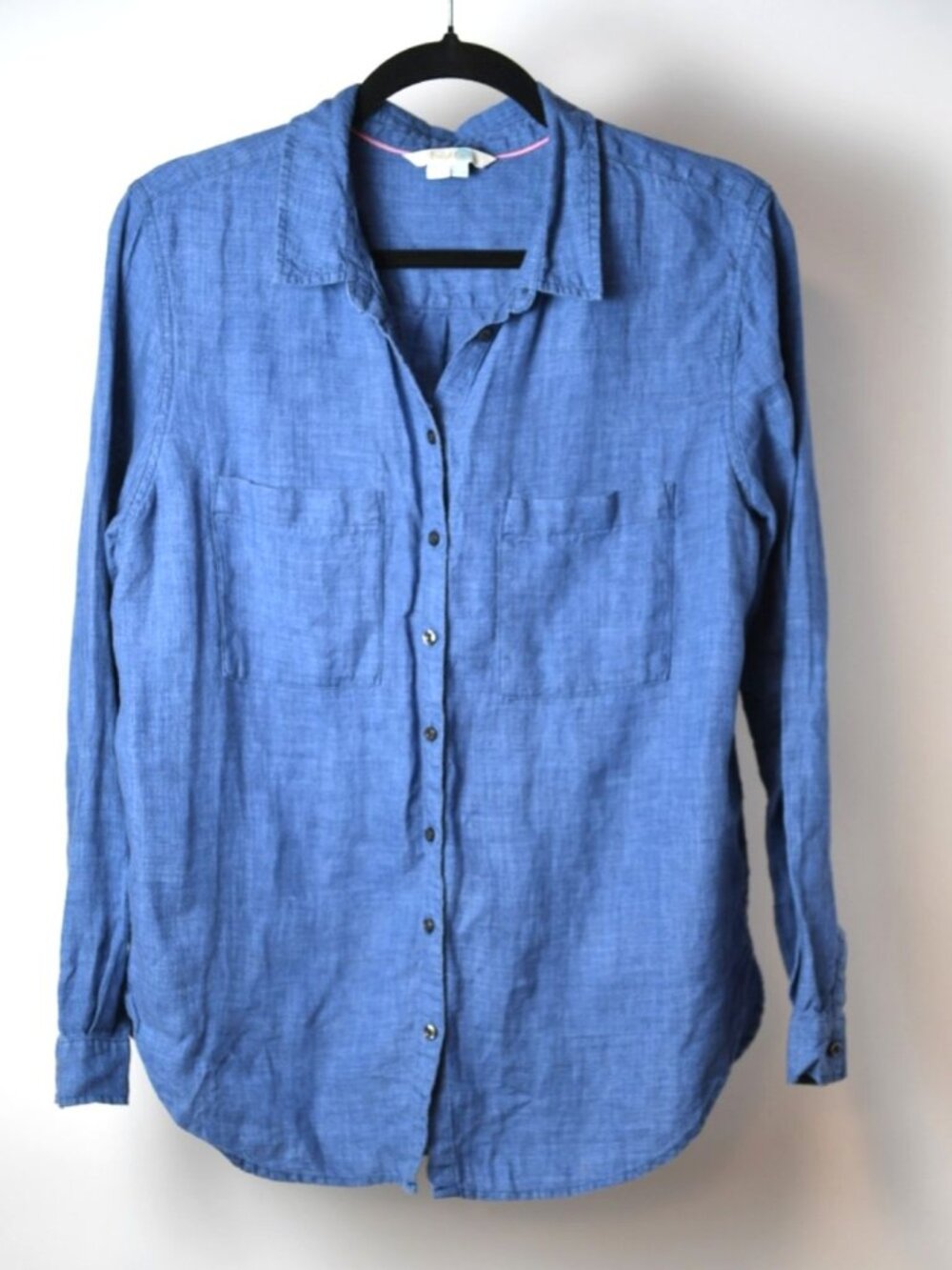 Women's 6 Boden Navy Blue 100% Linen Button Down Shirt